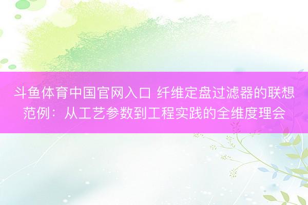 斗鱼体育中国官网入口 纤维定盘过滤器的联想范例：从工艺参数到工程实践的全维度理会