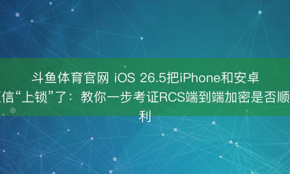 斗鱼体育官网 iOS 26.5把iPhone和安卓短信“上锁”了：教你一步考证RCS端到端加密是否顺利