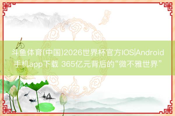 斗鱼体育(中国)2026世界杯官方IOS|Android手机app下载 365亿元背后的“微不雅世界”