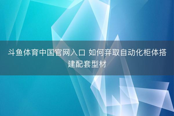 斗鱼体育中国官网入口 如何弃取自动化柜体搭建配套型材