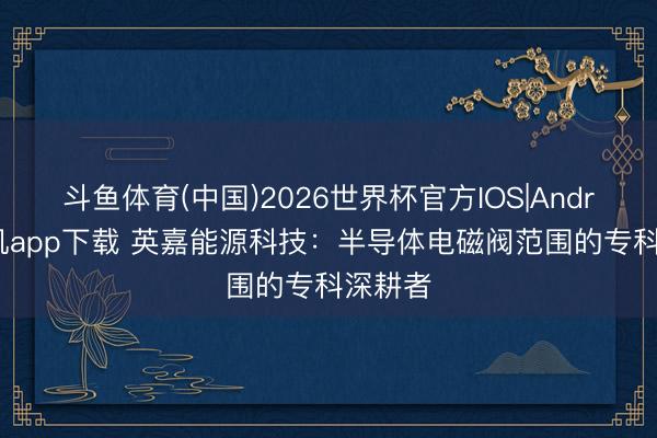 斗鱼体育(中国)2026世界杯官方IOS|Android手机app下载 英嘉能源科技：半导体电磁阀范围的专科深耕者