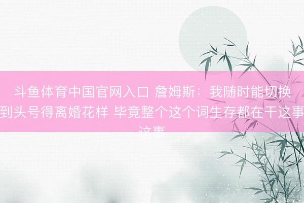 斗鱼体育中国官网入口 詹姆斯：我随时能切换到头号得离婚花样 毕竟整个这个词生存都在干这事